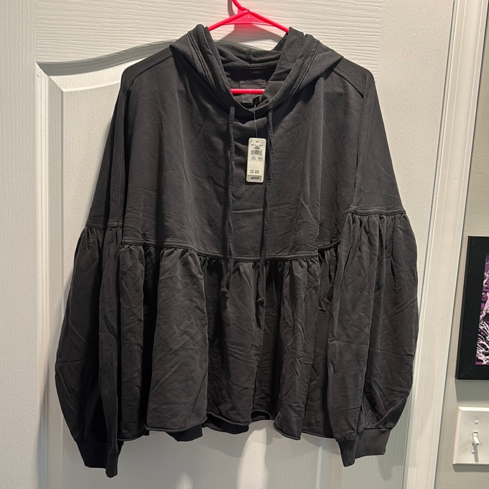 Aerie Black Peplum Hoodie